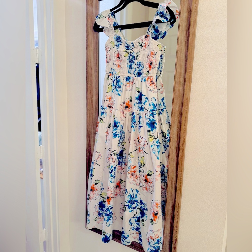 Abercrombie & Fitch Floral Midi Dress with Ruffle Straps